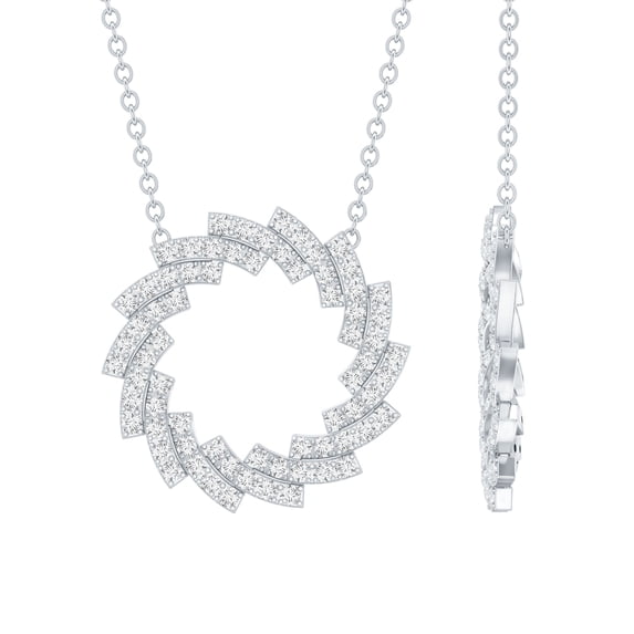 Rosec Jewels Lab Grown Diamond Eternity Necklace - Circle of Life Necklace for Women, with Chain (EF-VS Quality), 18K White Gold