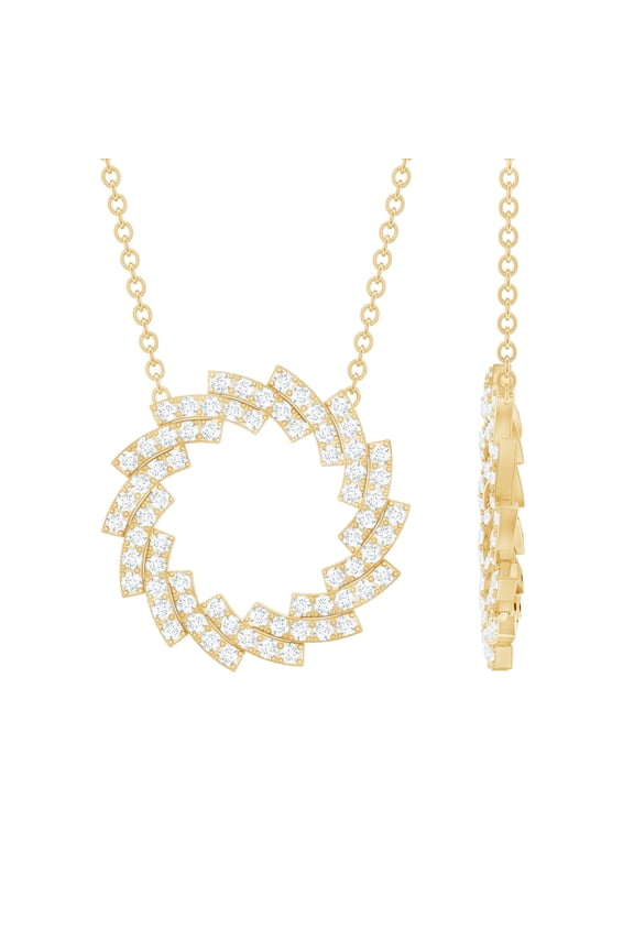 Lab Grown Diamond Eternity Necklace - Circle of Life Necklace for Women, with Chain (EF-VS Quality), 18K Yellow Gold