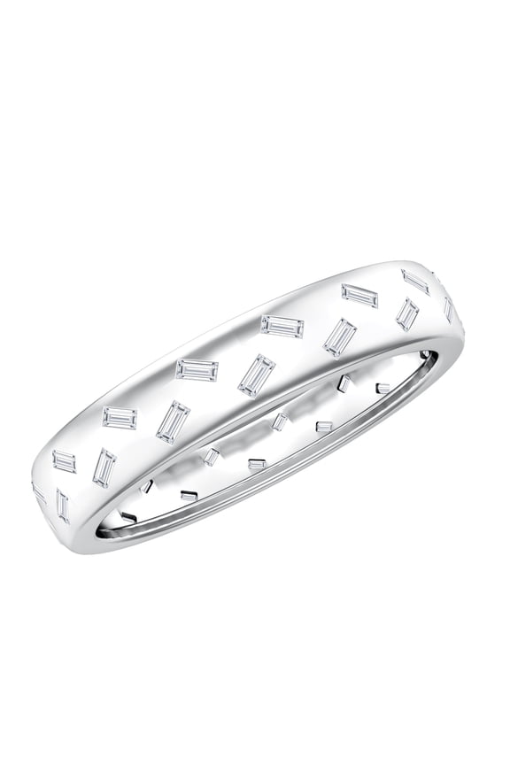 Lab Grown Diamond Eternity Wedding Band for Women - EF-VS Grade - Baguette Diamond Band - Gift for Special Occasions, 925 Sterling Silver, US 4.00