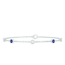 Rosec Jewels Lab Grown Diamond Evil Eye Bracelet for Women - Diamond Station Bracelet - EF-VS Grade, 925 Sterling Silver, 7.0 inches