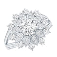 thumbnail image 1 of Rosec Jewels - Lab Grown Diamond Flower Engagement Ring - Cocktail Ring - EF-VS Grade, 925 Sterling Silver, US 4.00, 1 of 7