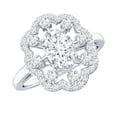 thumbnail image 1 of Rosec Jewels Lab Grown Diamond Flower Engagement Ring - Womens Statement Ring - EF-VS Quality, 925 Sterling Silver, US 4.00, 1 of 6