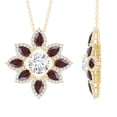 thumbnail image 1 of Rosec Jewels Lab Grown Diamond Flower Necklace - Diamond Garnet Necklace for Women - EF-VS Quality Certified - with Jewelry Box, 10K Yellow Gold, 1 of 8