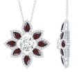 thumbnail image 1 of Rosec Jewels Lab Grown Diamond Flower Necklace - Diamond Garnet Necklace for Women - EF-VS Quality Certified - with Jewelry Box, 925 Sterling Silver, 1 of 8