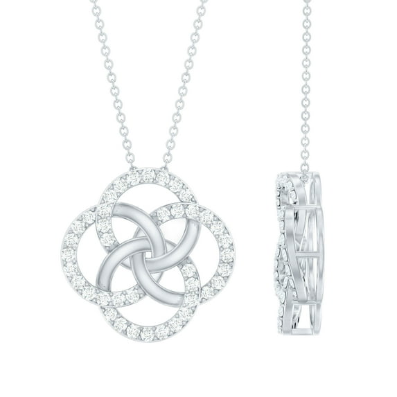 Rosec Jewels Lab Grown Diamond Flower Necklace for Women (EF-VS Grade Certified) - Interlocking Circle Necklace, 10K White Gold