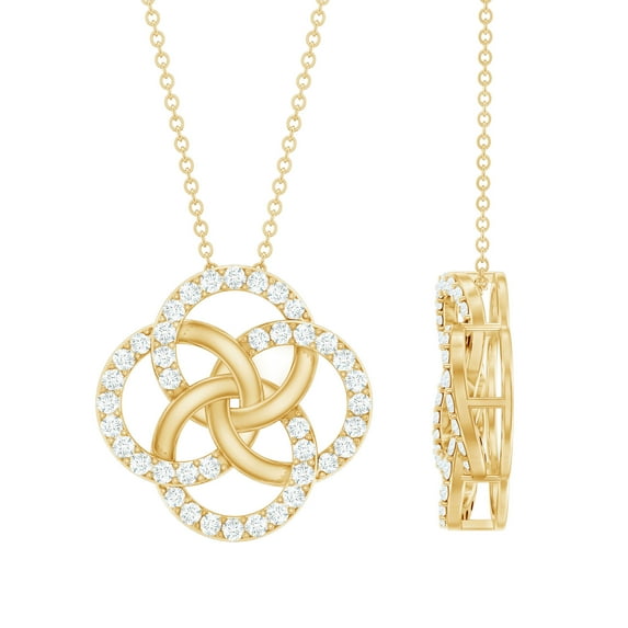 Rosec Jewels Lab Grown Diamond Flower Necklace for Women (EF-VS Grade Certified) - Interlocking Circle Necklace, 10K Yellow Gold