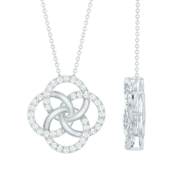 Rosec Jewels Lab Grown Diamond Flower Necklace for Women (EF-VS Grade Certified) - Interlocking Circle Necklace, 925 Sterling Silver