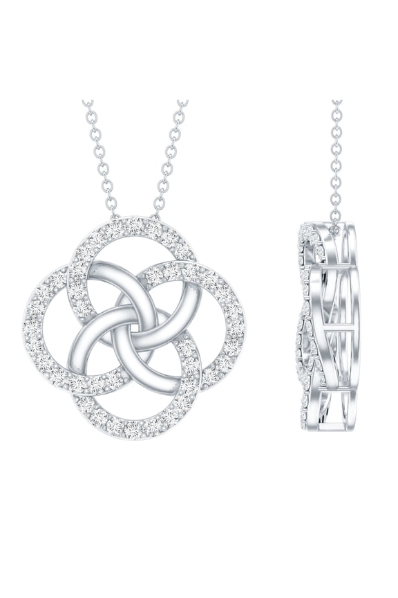 Lab Grown Diamond Flower Necklace for Women (EF-VS Grade Certified) - Interlocking Circle Necklace, 925 Sterling Silver