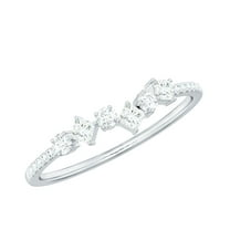 Rosec Jewels Lab Grown Diamond Half Eternity Ring for Women - Minimal Ring - EF-VS Quality, 925 Sterling Silver, US 4.00