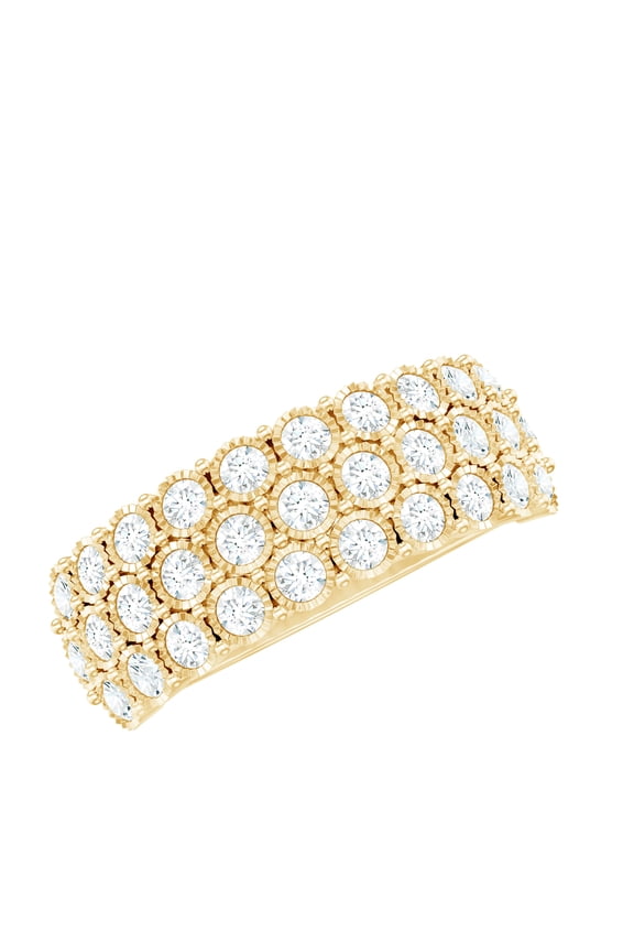 Lab Grown Diamond Half Eternity Wedding Band - Thick Diamond Band Ring - EF-VS Quality Certified, 14K Yellow Gold, US 7.00