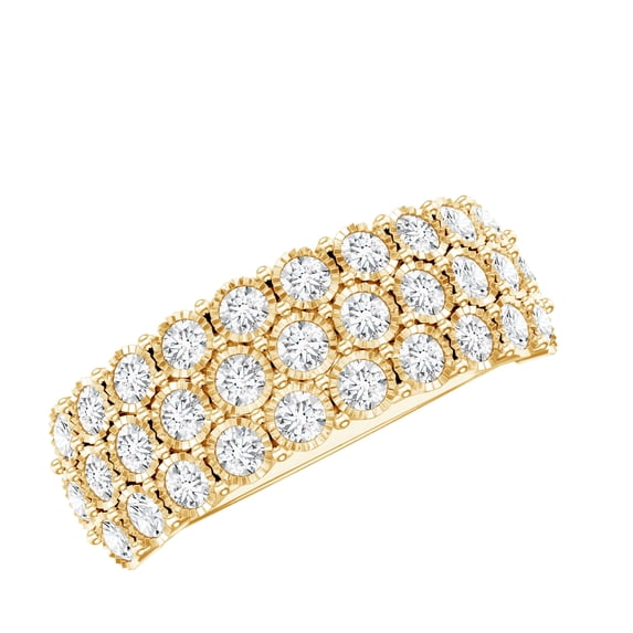 Rosec Jewels Lab Grown Diamond Half Eternity Wedding Band - Thick Diamond Band Ring - EF-VS Quality Certified, 14K Yellow Gold, US 8.50