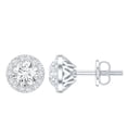 thumbnail image 1 of Rosec Jewels Lab Grown Diamond Halo Earrings - Round Studs Earrings for Women - EF-VS Quality - Ready to Gift, 925 Sterling Silver, 1 of 5