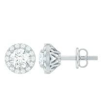 Rosec Jewels Lab Grown Diamond Halo Earrings - Round Studs Earrings for Women - EF-VS Quality - Ready to Gift, 925 Sterling Silver