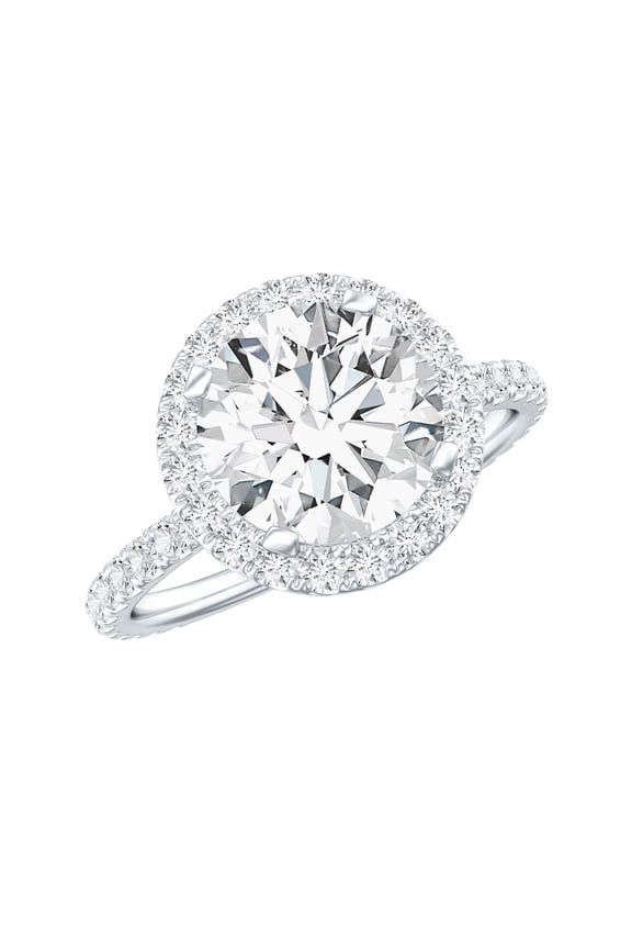 Lab Grown Diamond Halo Engagement Ring 2 Carat (8 mm, EF-VS Quality Certified), 10K White Gold, US 6.00