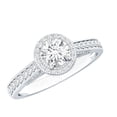 thumbnail image 1 of Rosec Jewels Lab Grown Diamond Halo Engagement Ring - 5 mm - Vintage Inspired Ring - EF-VS Grade, 925 Sterling Silver, US 4.00, 1 of 9