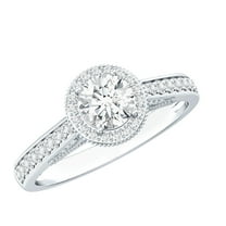 Rosec Jewels Lab Grown Diamond Halo Engagement Ring - 5 mm - Vintage Inspired Ring - EF-VS Grade, 925 Sterling Silver, US 4.00