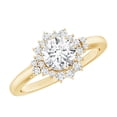thumbnail image 1 of Rosec Jewels - Lab Grown Diamond Halo Engagement Ring - EF-VS Quality Certified, 10K Yellow Gold, US 7.00, 1 of 8