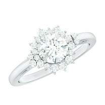 Rosec Jewels - Lab Grown Diamond Halo Engagement Ring - EF-VS Quality Certified, 925 Sterling Silver, US 4.00