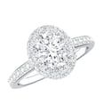 thumbnail image 1 of Rosec Jewels Lab Grown Diamond Halo Engagement Ring - Womens Oval Wedding Ring (EF-VS Quality), 18K White Gold, US 8.50, 1 of 9