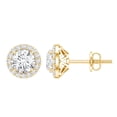 thumbnail image 1 of Rosec Jewels Lab Grown Diamond Halo Stud Earrings Round - EF-VS Quality - Ready to Gift for Anniversary, 10K Yellow Gold, 1 of 7