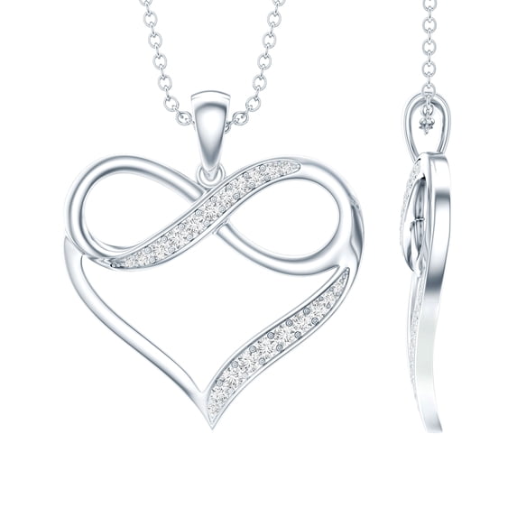 Rosec Jewels Lab Grown Diamond Heart and Infinity Necklace for Valentines Day, with Chain - EF-VS Quality Certified, 925 Sterling Silver
