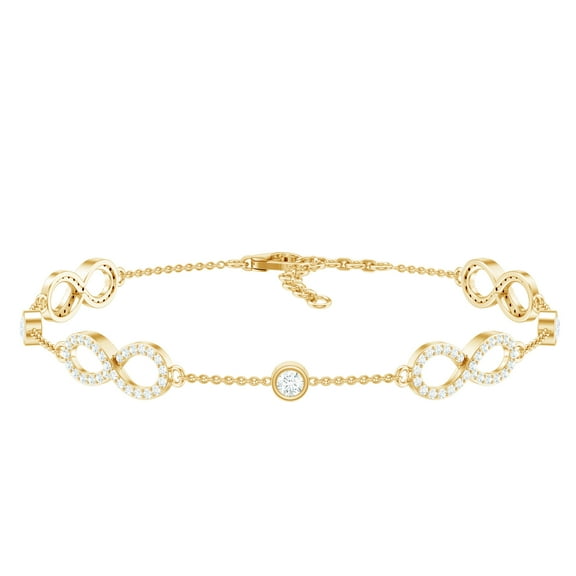 Rosec Jewels Lab Grown Diamond Infinity Bracelet (EF-VS Quality) - Station Bracelet for Women - Valentines Day Gift, 14K Yellow Gold, 7.0 inches