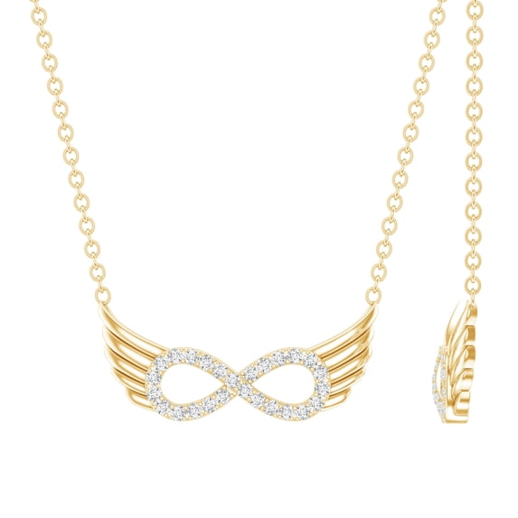 Rosec Jewels Lab Grown Diamond Infinity Necklace - Angel Wings Necklace for Valentines Day - EF-VS Quality, 10K Yellow Gold