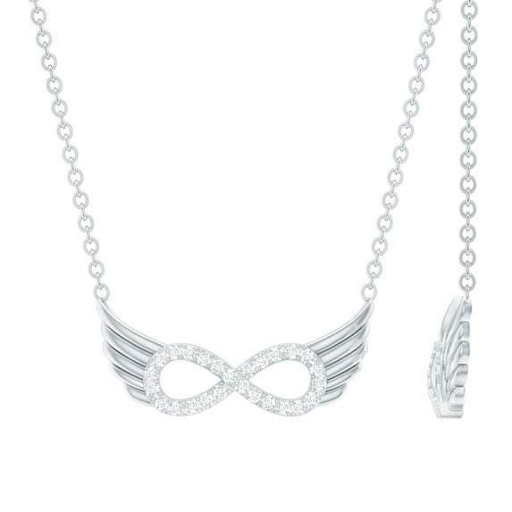 Rosec Jewels Lab Grown Diamond Infinity Necklace - Angel Wings Necklace for Valentines Day - EF-VS Quality, 925 Sterling Silver