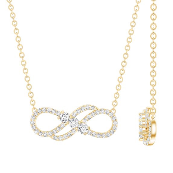 Rosec Jewels Lab Grown Diamond Infinity Necklace - EF-VS Quality - Ready to Gift for Valentines Day, 14K Yellow Gold