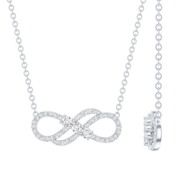 Rosec Jewels Lab Grown Diamond Infinity Necklace - EF-VS Quality - Ready to Gift for Valentines Day, 18K White Gold