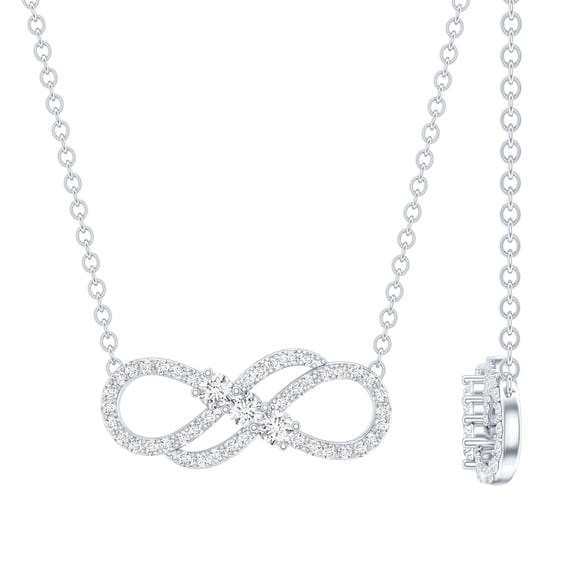 Rosec Jewels Lab Grown Diamond Infinity Necklace - EF-VS Quality - Ready to Gift for Valentines Day, 925 Sterling Silver
