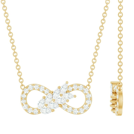 Rosec Jewels Lab Grown Diamond Infinity Necklace - Nature Inspired Vine Leaf Necklace for Anniversary - EF-VS Grade, 14K Yellow Gold