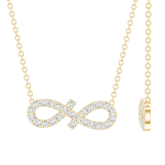 Rosec Jewels Lab Grown Diamond Infinity Necklace for Women - Minimalist Necklace - EF-VS Quality, 10K Yellow Gold
