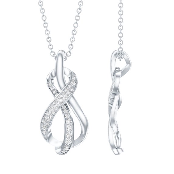 Rosec Jewels Lab Grown Diamond Infinity Pendant with Chain (Ef-Vs Quality) - Ready to Gift for Valentines Day, 18K White Gold