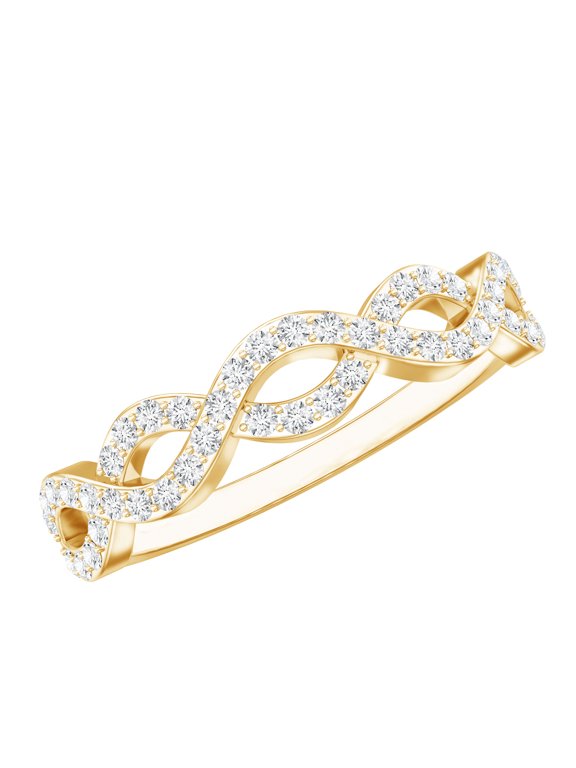 Lab Grown Diamond Infinity Ring - Half Eternity Ring for Women - EF-VS Quality - Ready to Gift for Valentines, 14K Yellow Gold, US 7.00