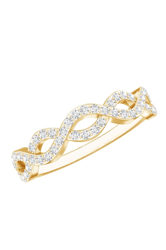 Lab Grown Diamond Infinity Ring - Half Eternity Ring for Women - EF-VS Quality - Ready to Gift for Valentines, 14K Yellow Gold, US 7.00