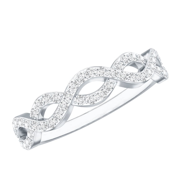 Rosec Jewels Lab Grown Diamond Infinity Ring - Half Eternity Ring for Women - EF-VS Quality - Ready to Gift for Valentines, 18K White Gold, US 3.50