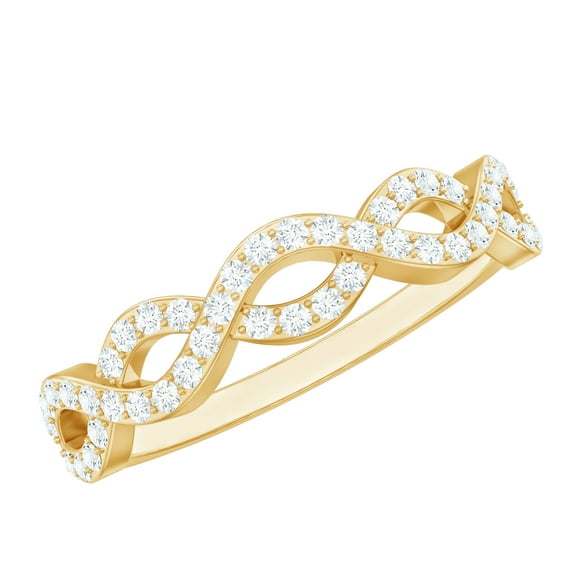 Rosec Jewels Lab Grown Diamond Infinity Ring - Half Eternity Ring for Women - EF-VS Quality - Ready to Gift for Valentines, 18K Yellow Gold, US 12.00