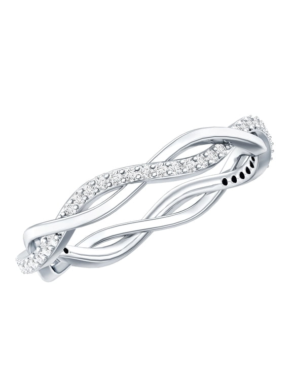 Lab Grown Diamond Infinity Wedding Band (EF-VS Quality) - Braided Eternity Ring - with Jewelry Box, 14K White Gold, US 5.50