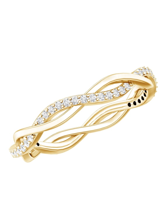 Lab Grown Diamond Infinity Wedding Band (EF-VS Quality) - Braided Eternity Ring - with Jewelry Box, 14K Yellow Gold, US 7.00