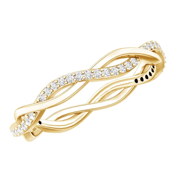 Rosec Jewels Lab Grown Diamond Infinity Wedding Band (EF-VS Quality) - Braided Eternity Ring - with Jewelry Box, 18K Yellow Gold, US 9.50
