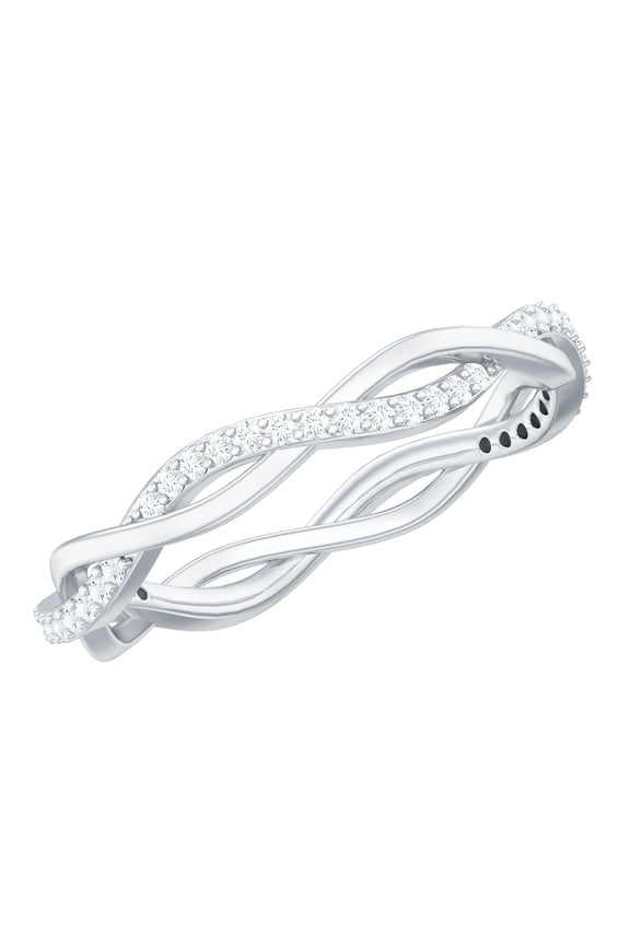 Lab Grown Diamond Infinity Wedding Band (EF-VS Quality) - Braided Eternity Ring - with Jewelry Box, 925 Sterling Silver, US 7.00
