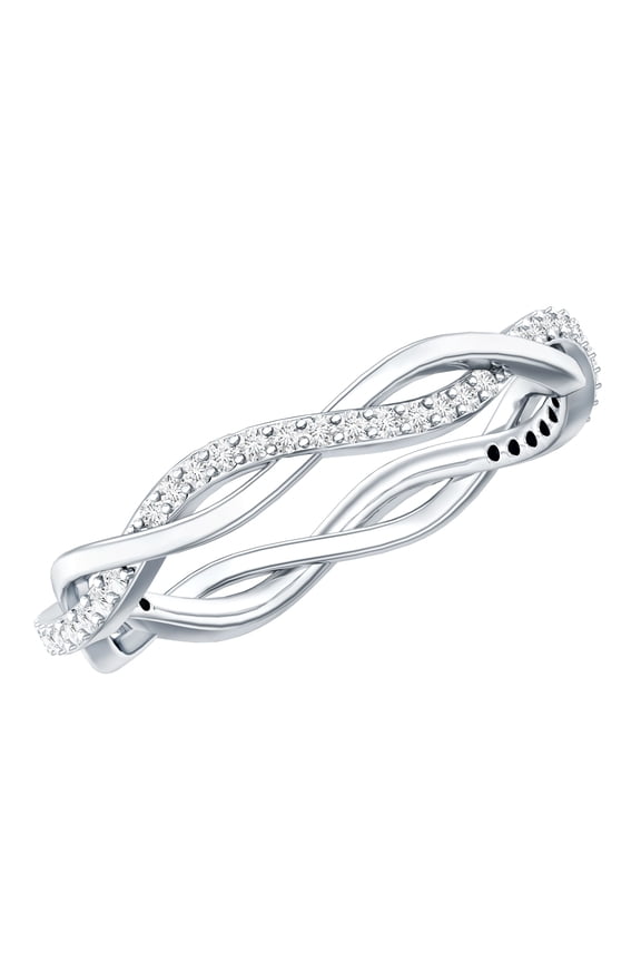 Lab Grown Diamond Infinity Wedding Band (EF-VS Quality) - Braided Eternity Ring - with Jewelry Box, 925 Sterling Silver, US 7.00