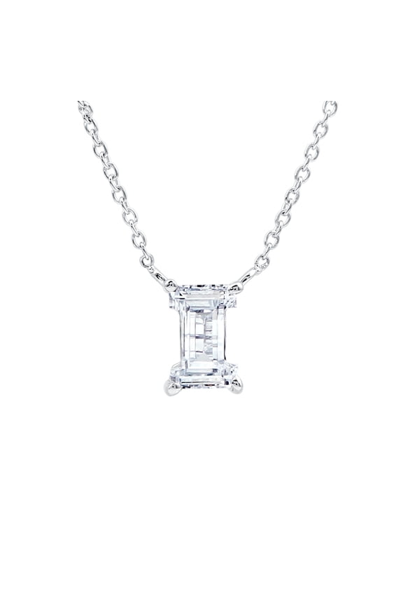 Lab Grown Diamond Initial Necklace - 2 Carat - EF-VS Quality Certified - Fancy Diamond Letter I Necklace, 925 Sterling Silver