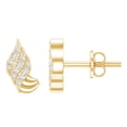 thumbnail image 1 of Rosec Jewels Lab Grown Diamond Leaf Earrings - EF-VS Quality Diamond Stud Earrings for Anniversary, 10K Yellow Gold, 1 of 7