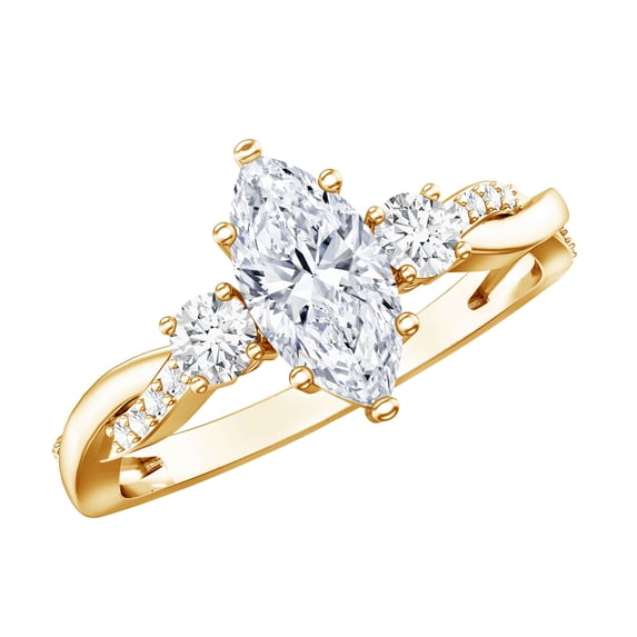 Rosec Jewels Lab Grown Diamond Marquise Engagement Ring 1 Carat - IGI Certified Diamond Ring for Women - E-VS1 Quality, 18K Yellow Gold, US 9.00