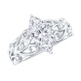 thumbnail image 1 of Rosec Jewels Lab Grown Diamond Marquise Engagement Ring 1 Ct - 5X10 mm - Filigree Ring - EF-VS Grade, 925 Sterling Silver, US 4.00, 1 of 8