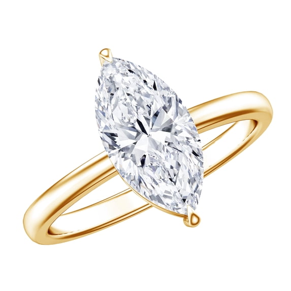 Rosec Jewels Lab Grown Diamond Marquise Engagement Ring 2 Carat (E-VS1 Grade) - IGI Certified Single Diamond Ring, 14K Yellow Gold, US 11.00