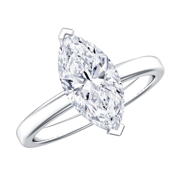 Rosec Jewels Lab Grown Diamond Marquise Engagement Ring 4 Carat - IGI Certified Diamond Solitaire Ring (E-VS1 Quality), 925 Sterling Silver, US 4.00