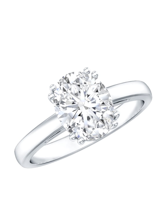- Lab Grown Diamond Oval Engagement Ring 2 Carat - Big Diamond Ring (EF-VS Quality), 14K White Gold, US 7.00
